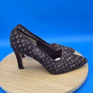 Ann Marino Women's 8.5 Brown  Bronze Sequin Heels Pumps Dressy  Formal New NWOB‎